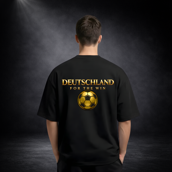 Oversized T-Shirt Herren schwarz Fußball Backprint Deutschland CERTANU