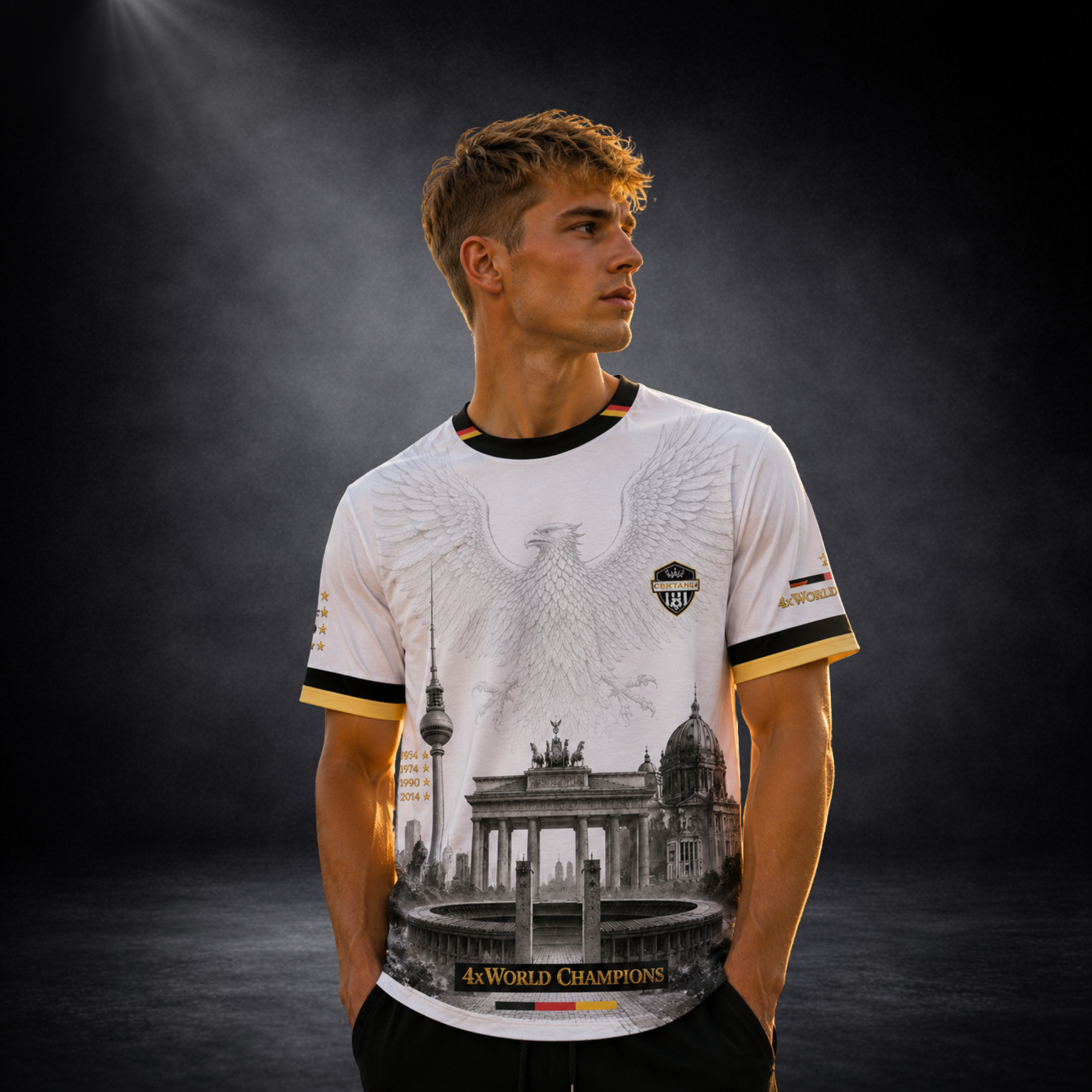 CERTANU Deutschland Fußball Trikot – Schwarz Rot Gold Fan Shirt
