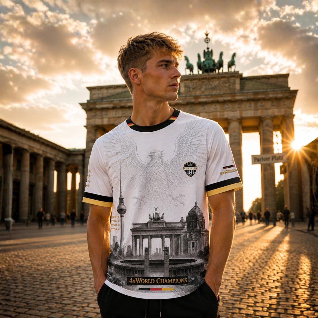 CERTANU Deutschland Fußball Trikot – Schwarz Rot Gold Fan Shirt