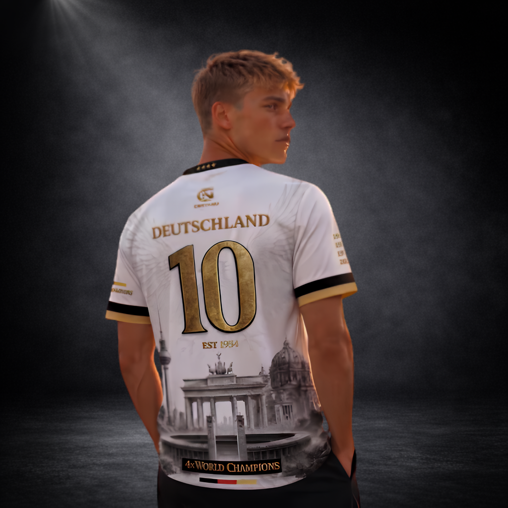 CERTANU Deutschland Fußball Trikot – Schwarz Rot Gold Fan Shirt