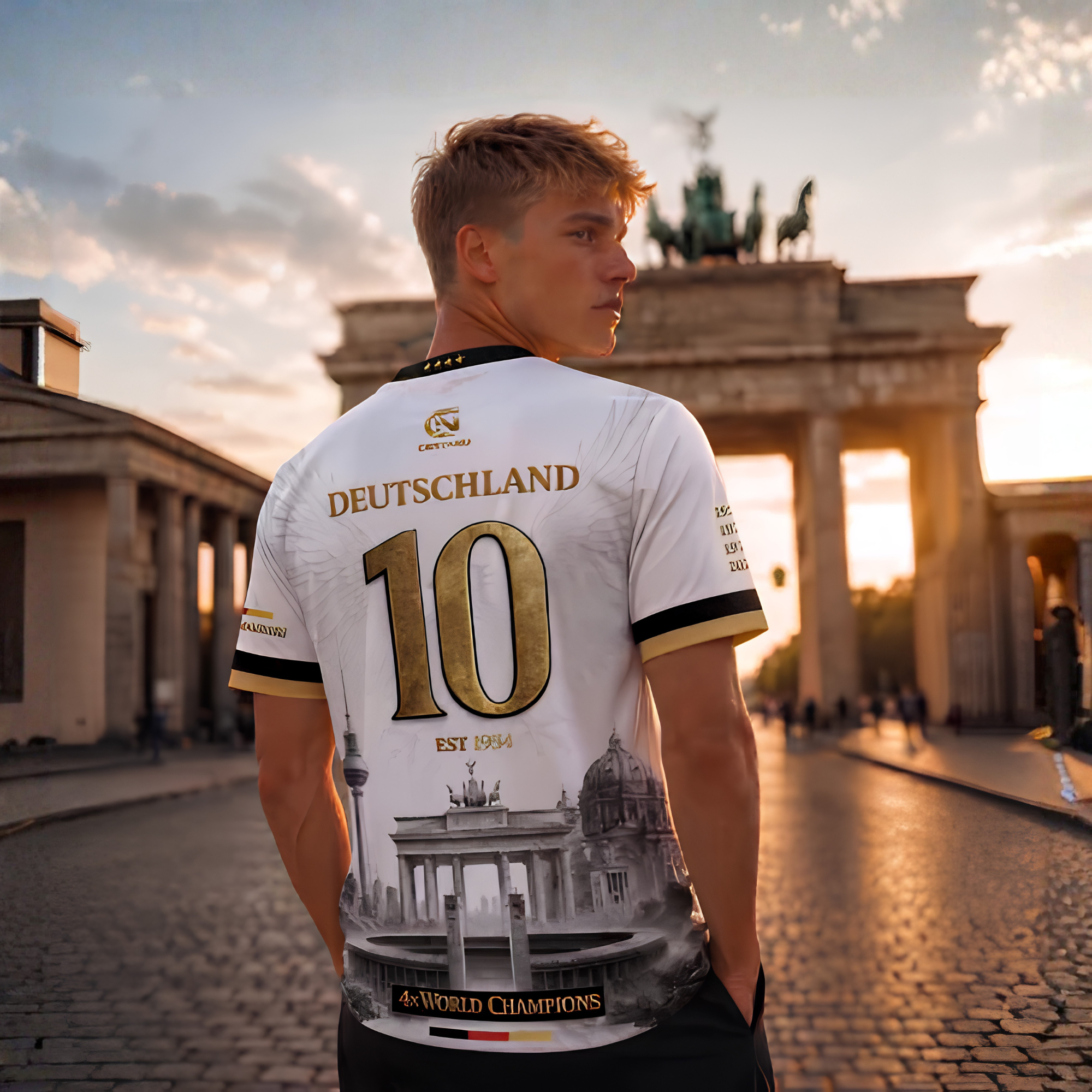 CERTANU Deutschland Fußball Trikot – Schwarz Rot Gold Fan Shirt