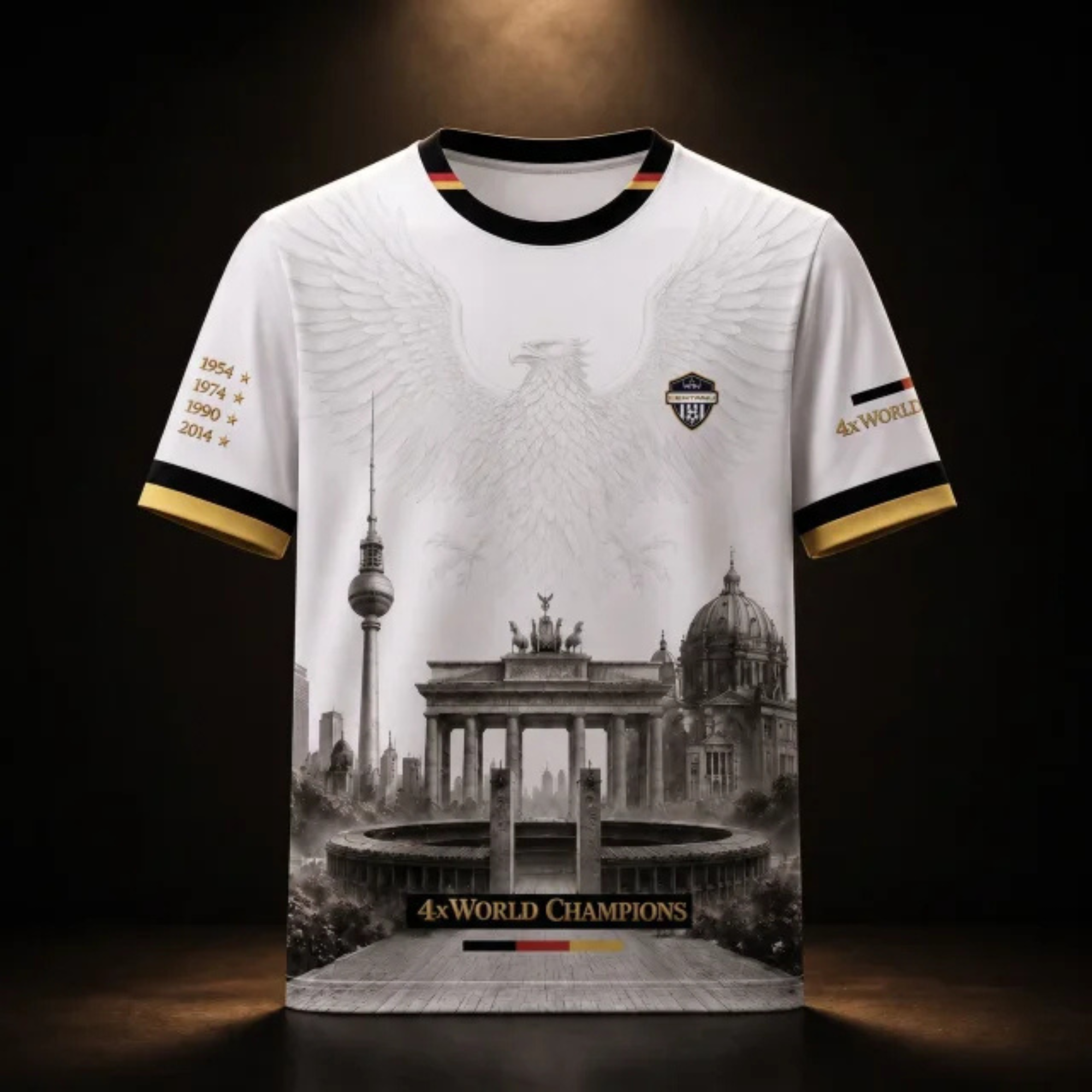 CERTANU Deutschland Fußball Trikot – Schwarz Rot Gold Fan Shirt