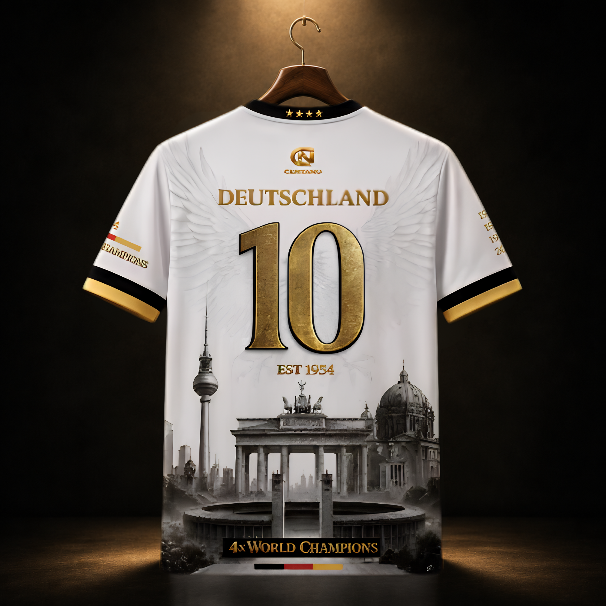 CERTANU Deutschland Fußball Trikot – Schwarz Rot Gold Fan Shirt