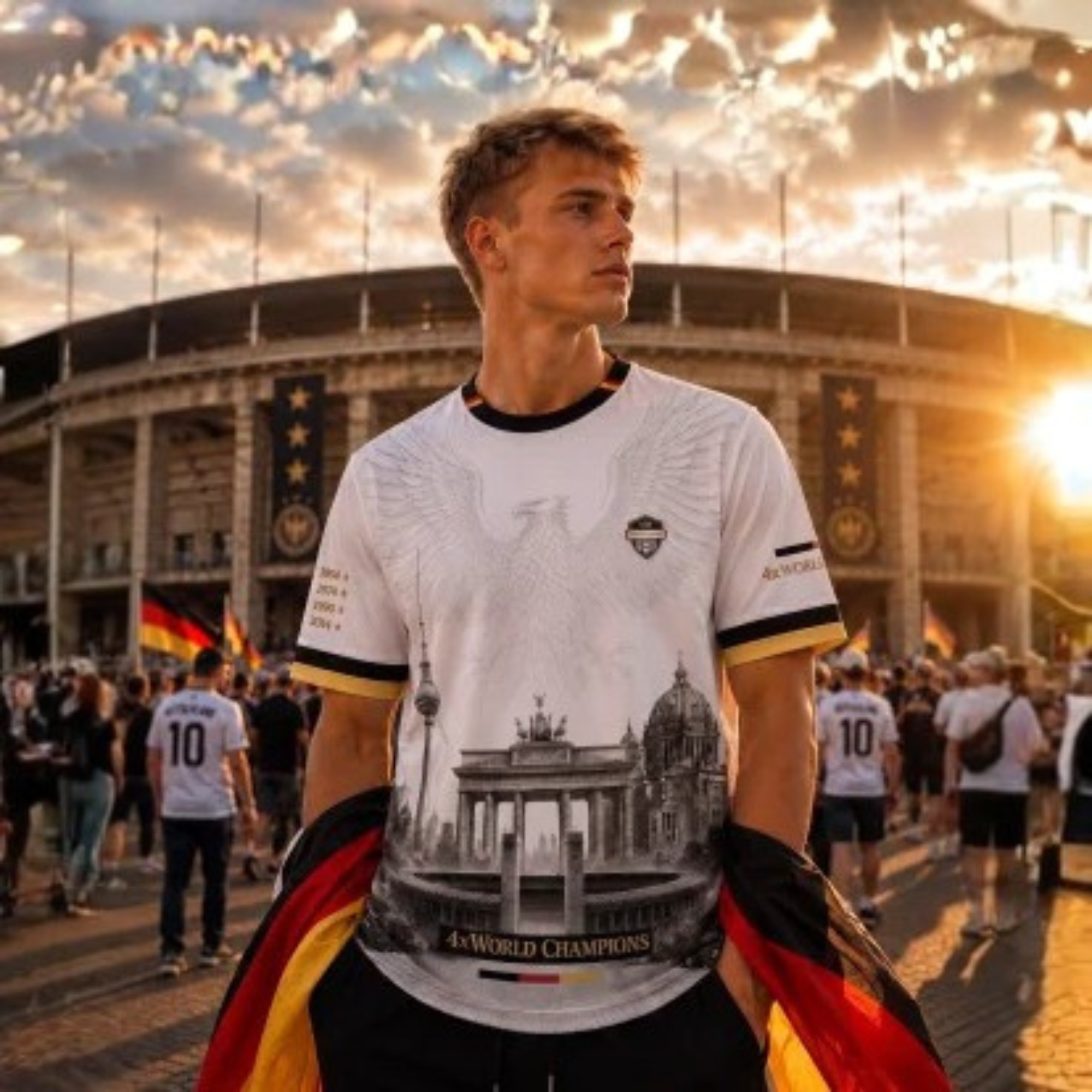 CERTANU Deutschland Fußball Trikot – Schwarz Rot Gold Fan Shirt